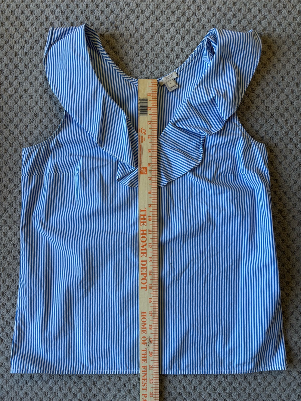 Jcrew Sleeveless Blue Stripe Ruffle V-Neck Top - Picture 3 of 8